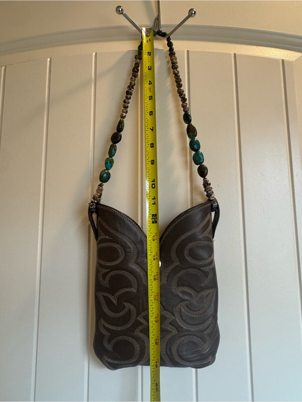 Justin boots Brown Leather  Bag with Beaded Strap - Picture 9 of 11